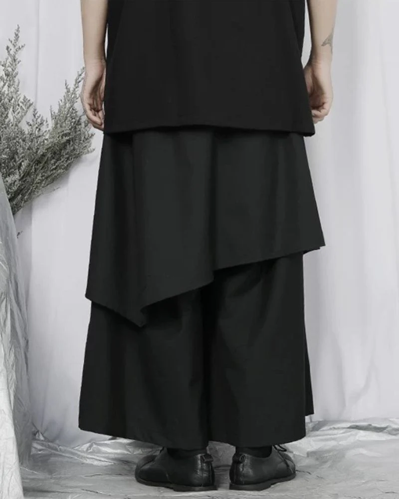 Modern Japanese Asymmetric Patchwork Hakama Pants - Image 6