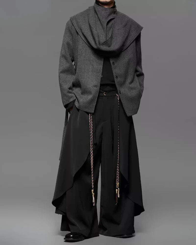 Modern Japanese Dark Aesthetic Wide-Leg Hakama Pants - Image 3