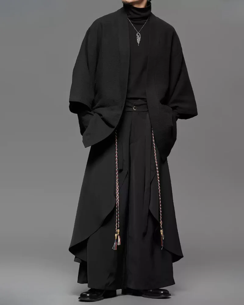 Modern Japanese Dark Aesthetic Wide-Leg Hakama Pants - Image 4