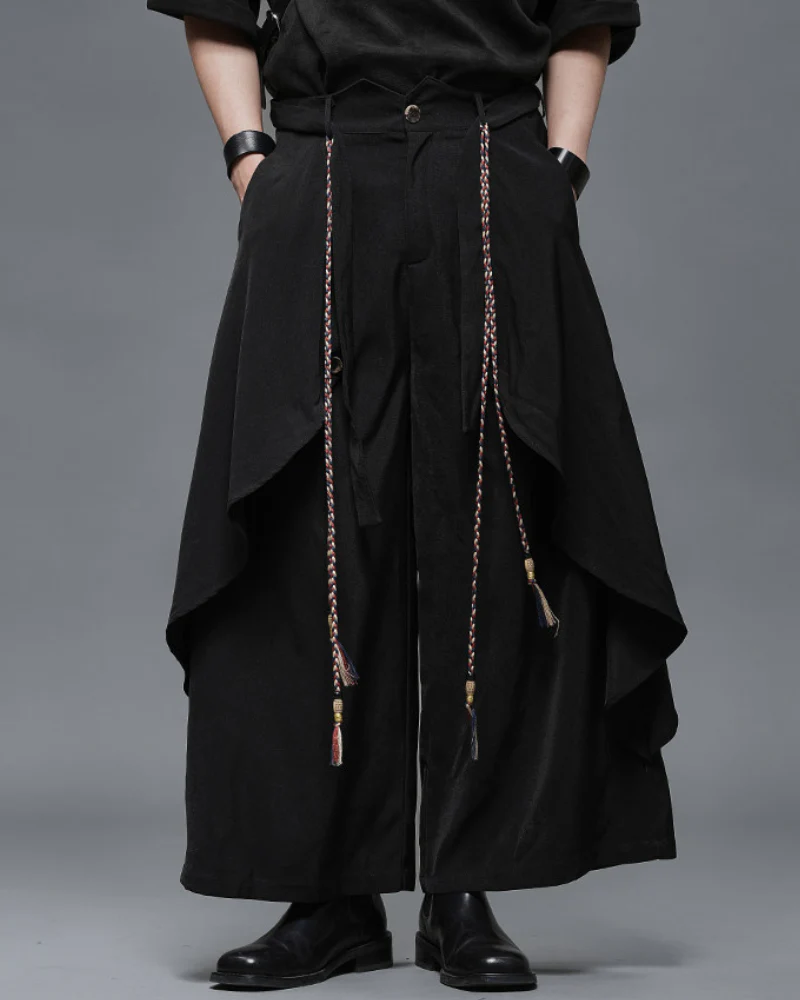Modern Japanese Dark Aesthetic Wide-Leg Hakama Pants - Image 5
