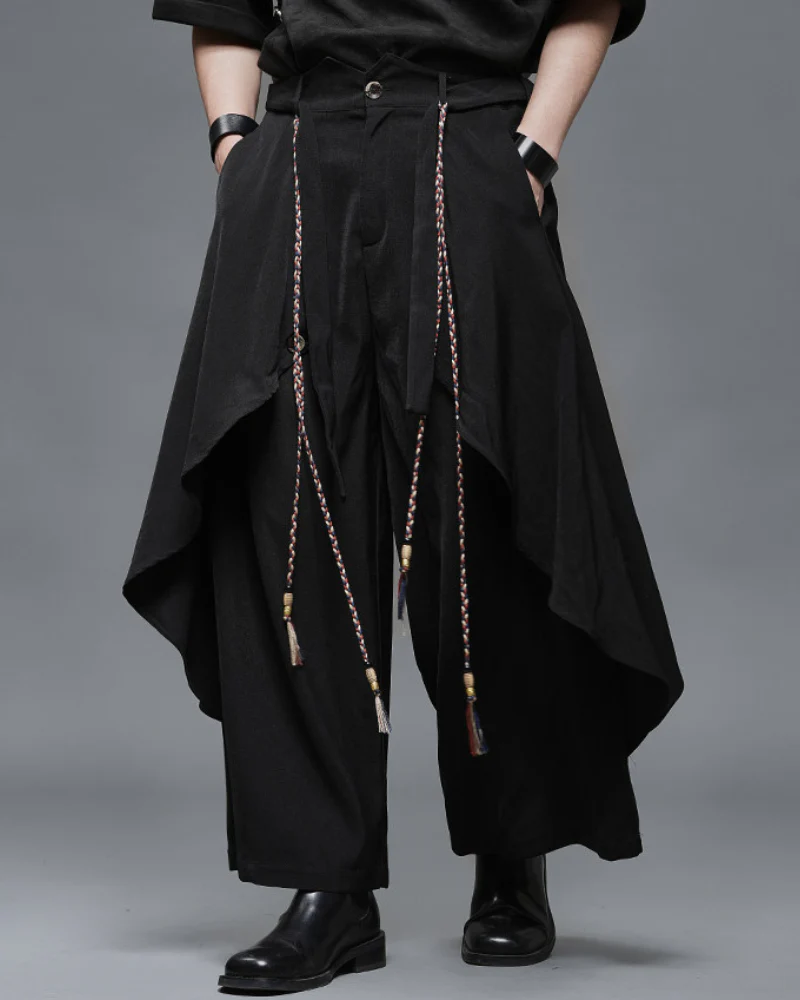 Modern Japanese Dark Aesthetic Wide-Leg Hakama Pants - Image 7