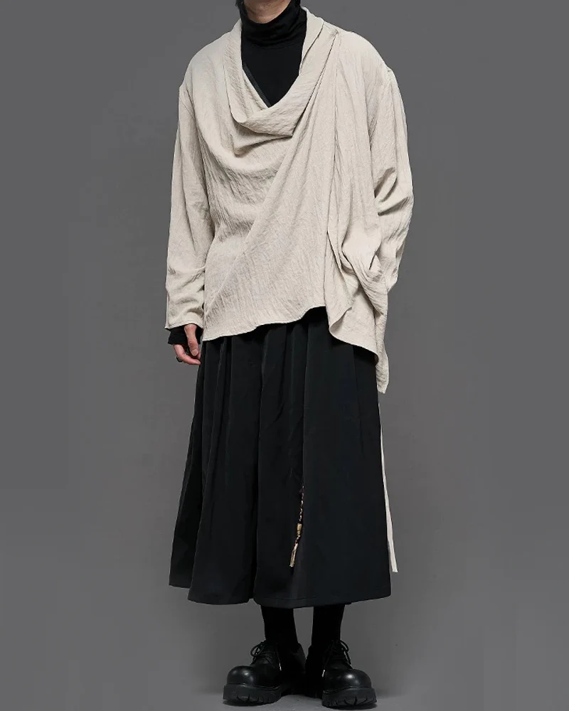 Modern Japanese Mock Neck Long-Sleeve T-Shirt - Image 10
