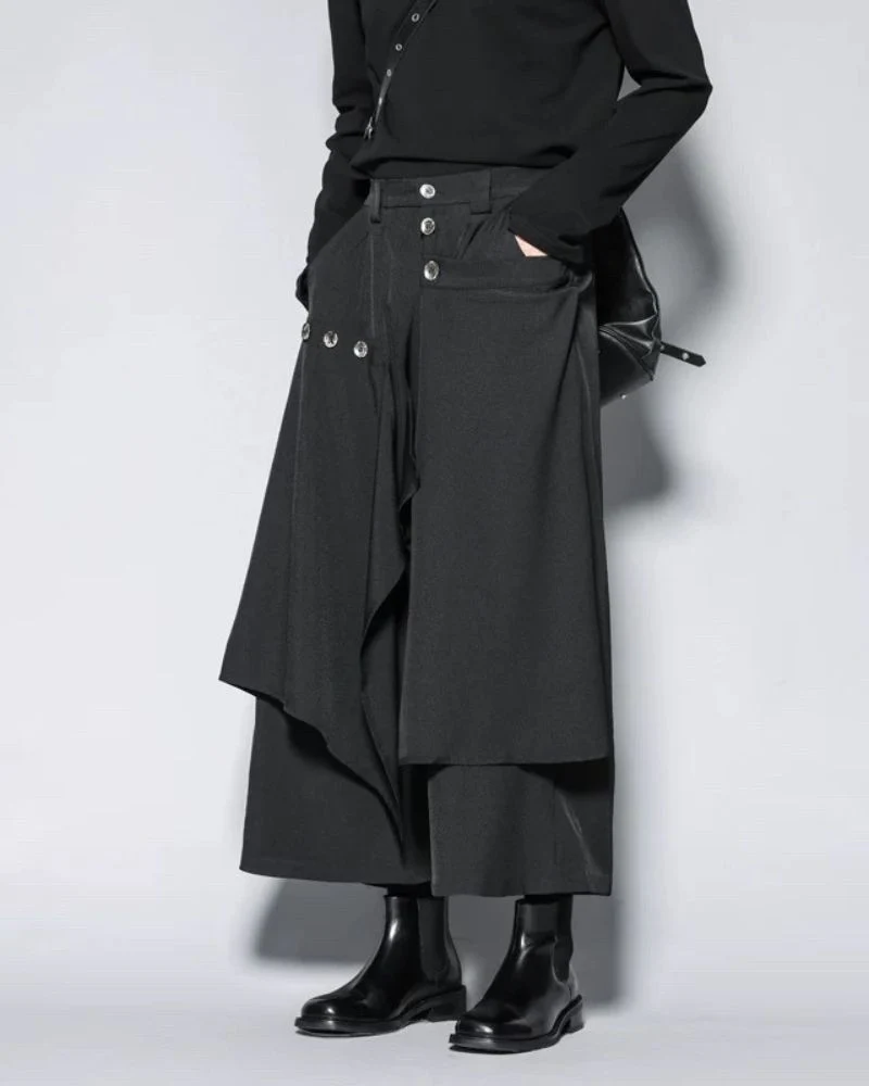 Modern Japanese Style Vintage Wide Leg Hakama Pants - Image 4