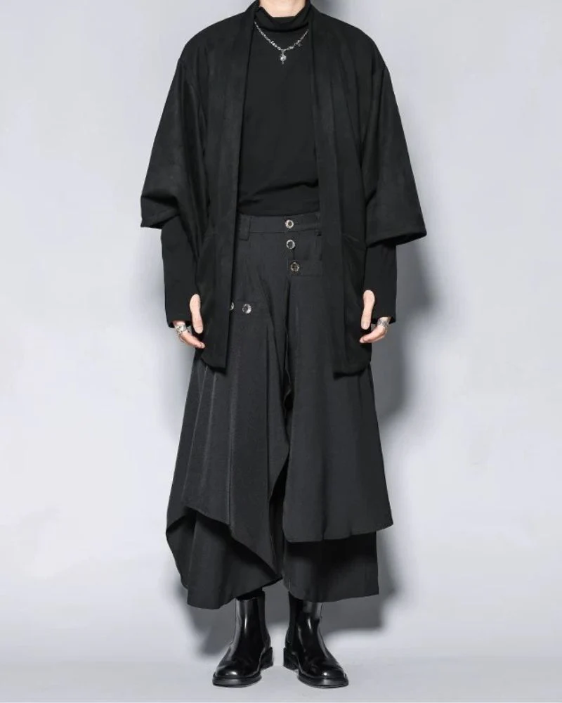 Modern Japanese Style Vintage Wide Leg Hakama Pants - Image 5