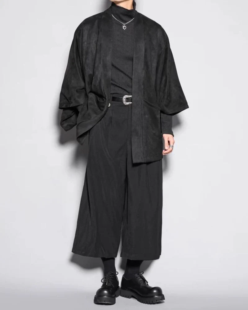Modern Japanese Suede Kimino Jacket - Image 10