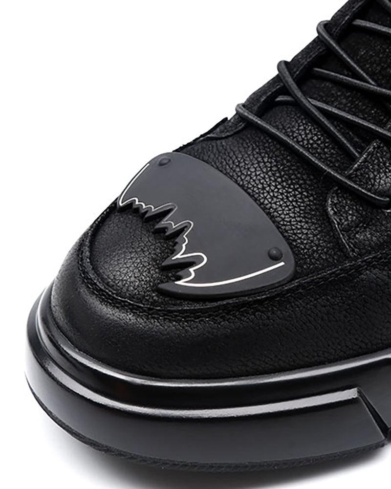 Motorcycle Leather High-top Techwear Sneakers - Image 5