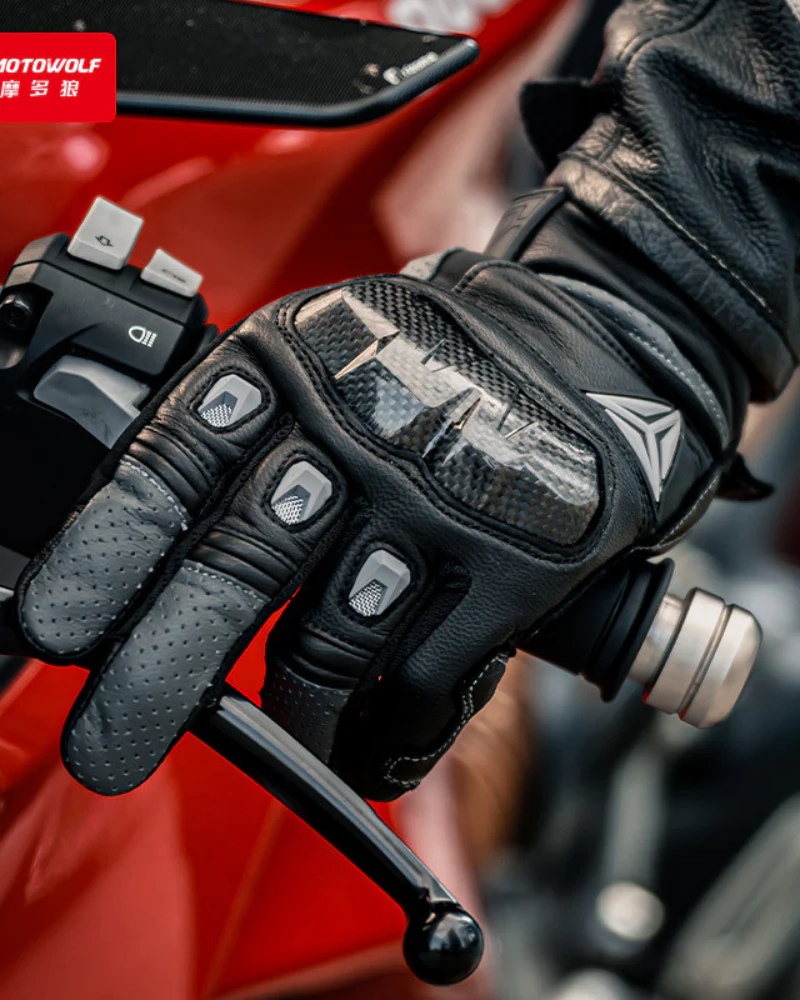 Motorcycle Riding Genuine Leather Breathable Gloves - Image 3