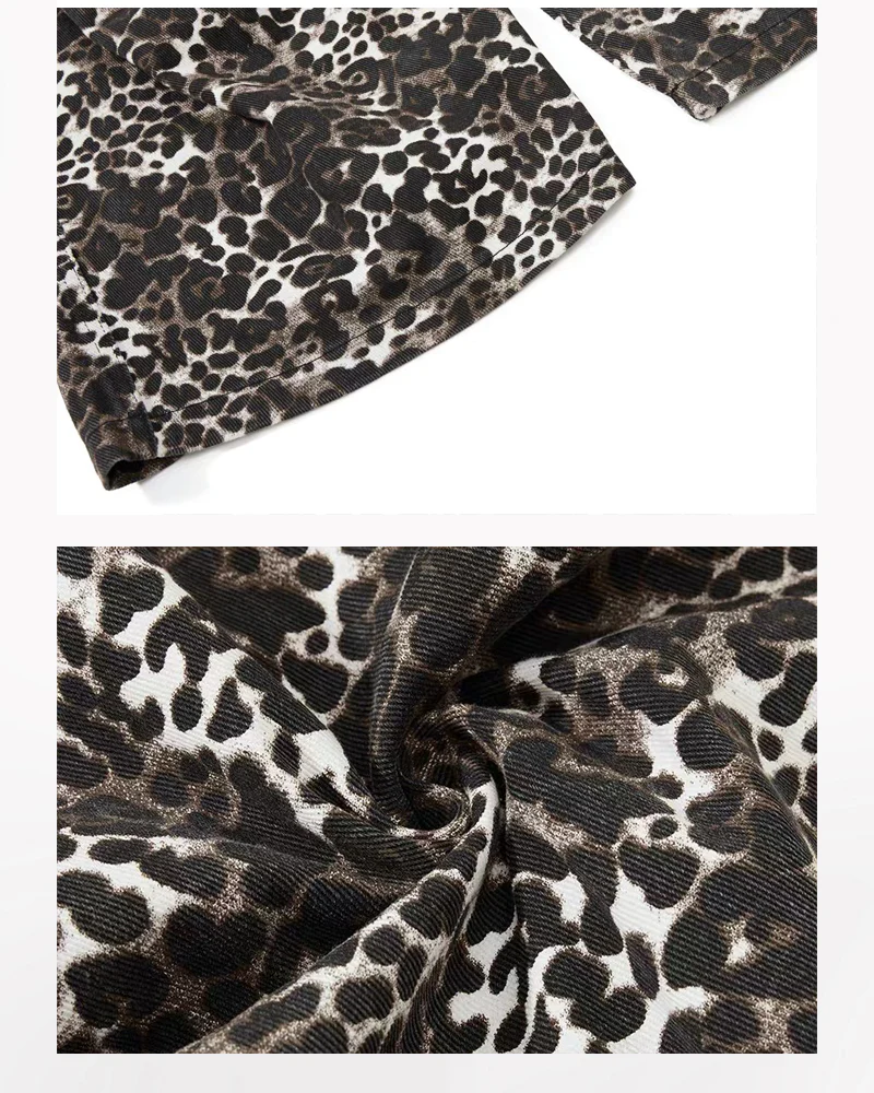 Multi-Pocket Baggy Unisex Leopard Cargo Jeans - Image 12