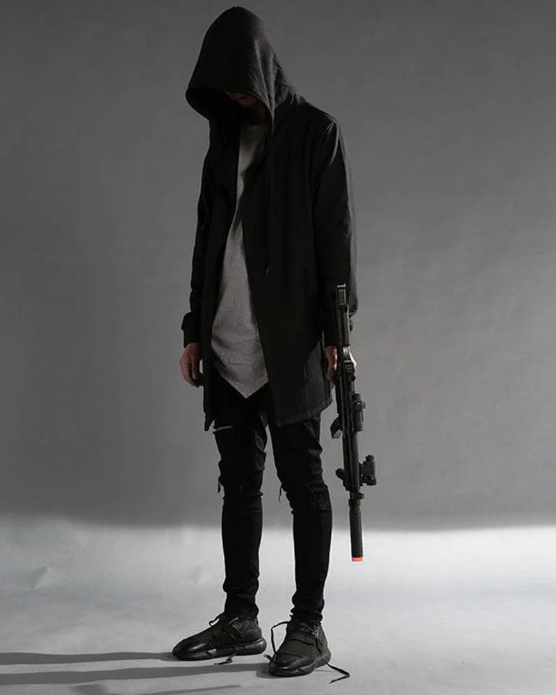 Ninja Costume Techwear Black Hooded Cloak - Image 3