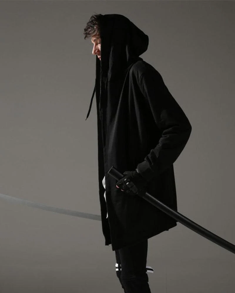 Ninja Costume Techwear Black Hooded Cloak - Image 4