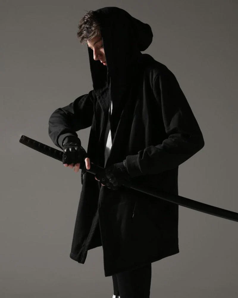 Ninja Costume Techwear Black Hooded Cloak - Image 5