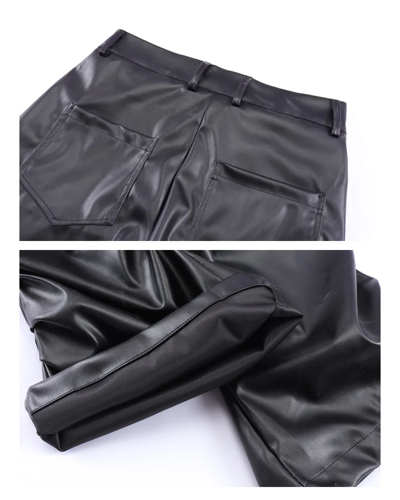 Opium Style Streetwear Y2K Aesthetic Pleated PU Pants - Image 10