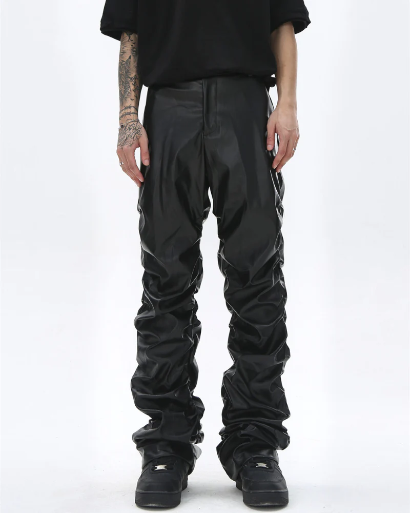 Opium Style Streetwear Y2K Aesthetic Pleated PU Pants - Image 6