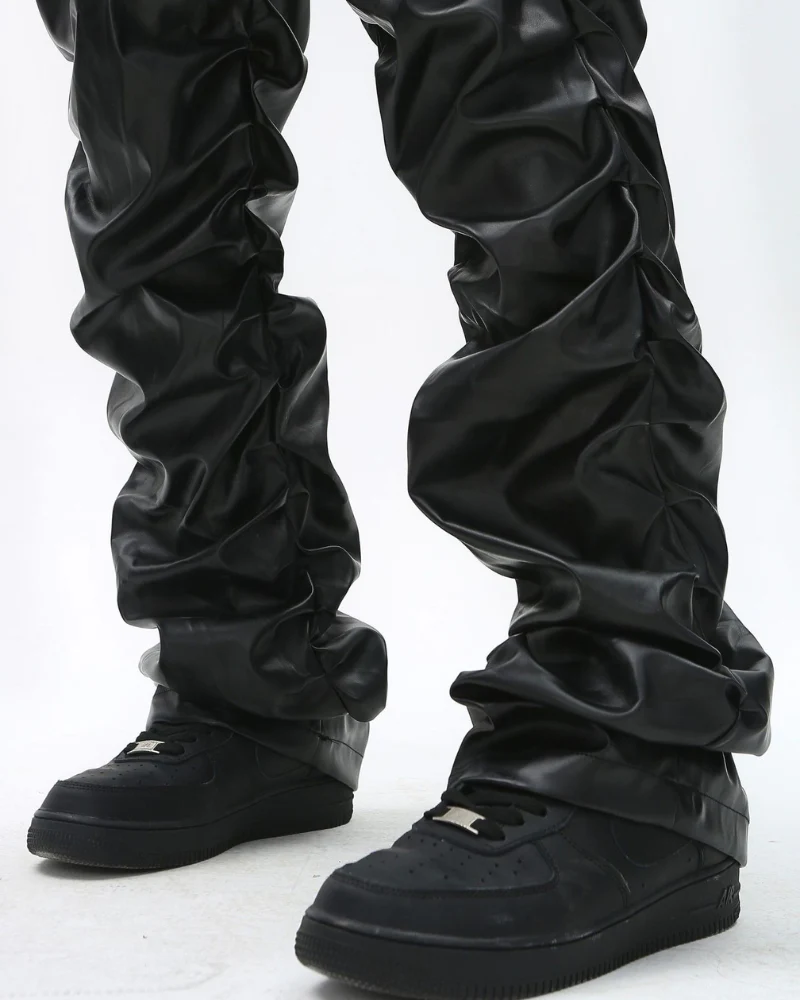Opium Style Streetwear Y2K Aesthetic Pleated PU Pants - Image 8