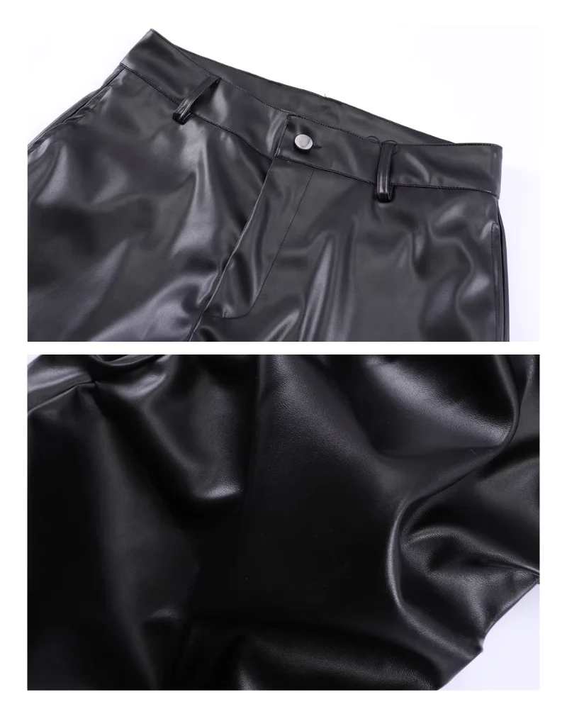 Opium Style Streetwear Y2K Aesthetic Pleated PU Pants - Image 9