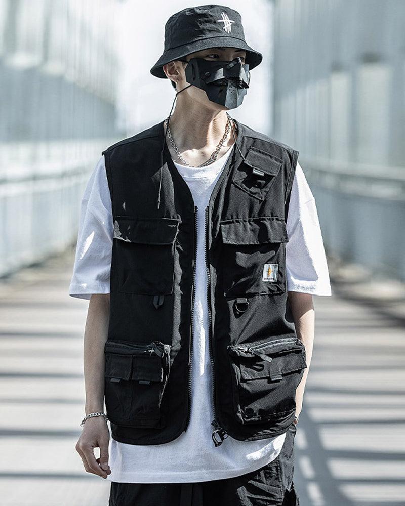 Outdoor Black Sleeveless Cargo Vest - Image 3