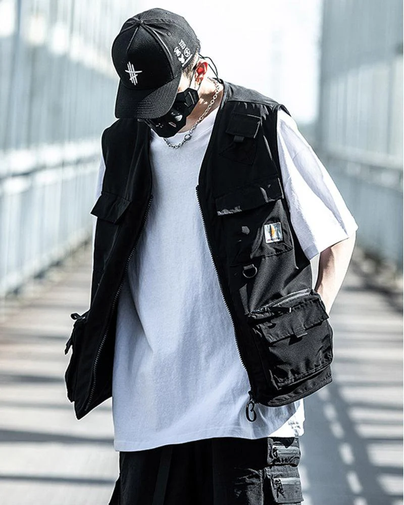 Outdoor Black Sleeveless Cargo Vest - Image 4