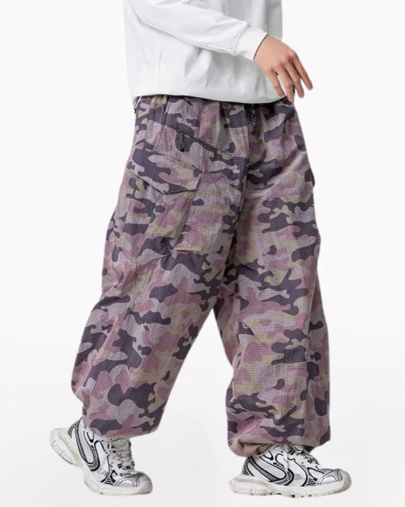 Outdoor Hiking Unisex Lightweight Baggy Camo Pants - Image 7