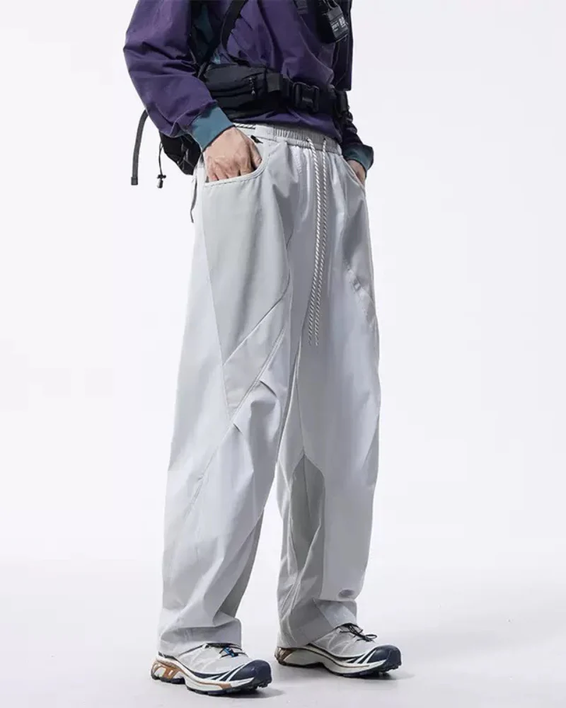 Outdoor Windproof Paneled Wide-Leg Hiking Pants - Image 15