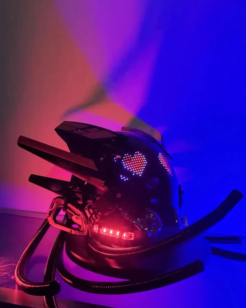 Over the Rainbow Rhythm Cyberpunk Helmet Mask ( Customizable Text And Image Available) - Image 10