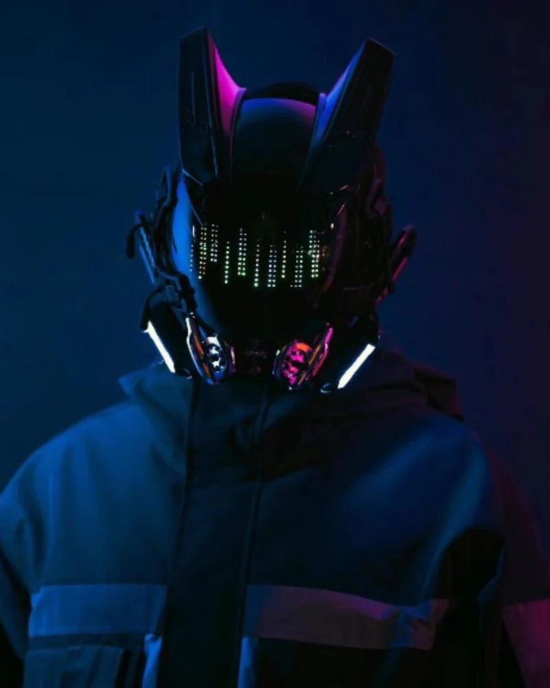 Over the Rainbow Rhythm Cyberpunk Helmet Mask ( Customizable Text And Image Available) - Image 12