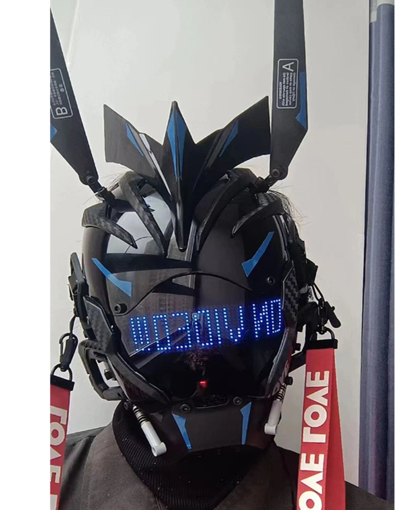 Over the Rainbow Rhythm Cyberpunk Helmet Mask ( Customizable Text And Image Available) - Image 6