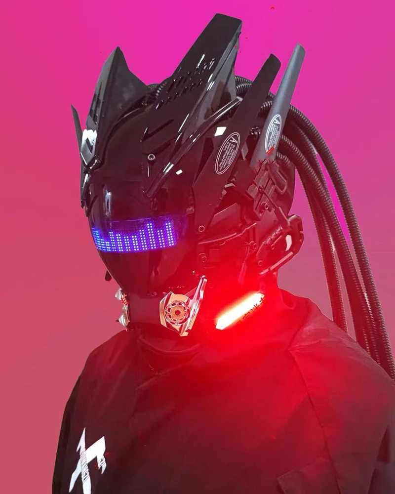 Over the Rainbow Rhythm Cyberpunk Helmet Mask ( Customizable Text And Image Available) - Image 8