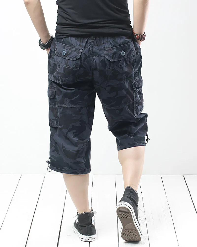 Black Oversize Long Camo Cargo Shorts - Image 4