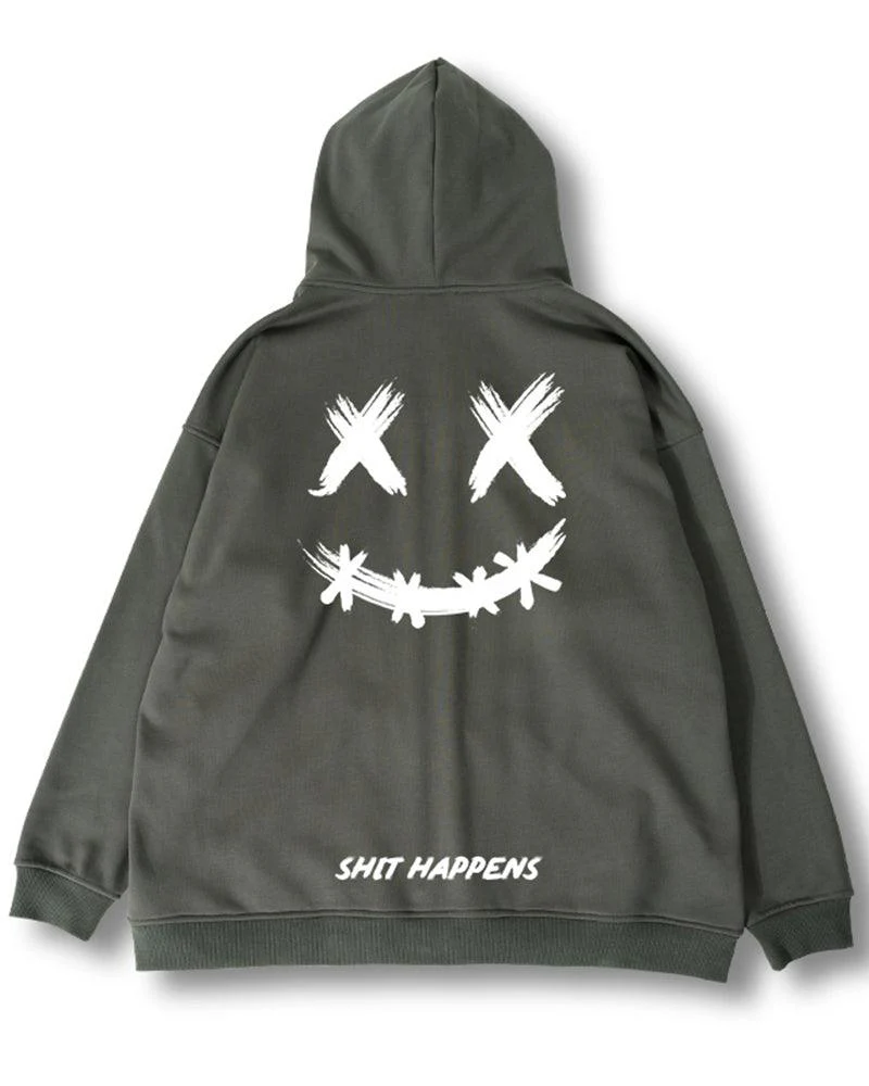 Oversize Streetwear Smiley Zip Up Hoodie - Image 4