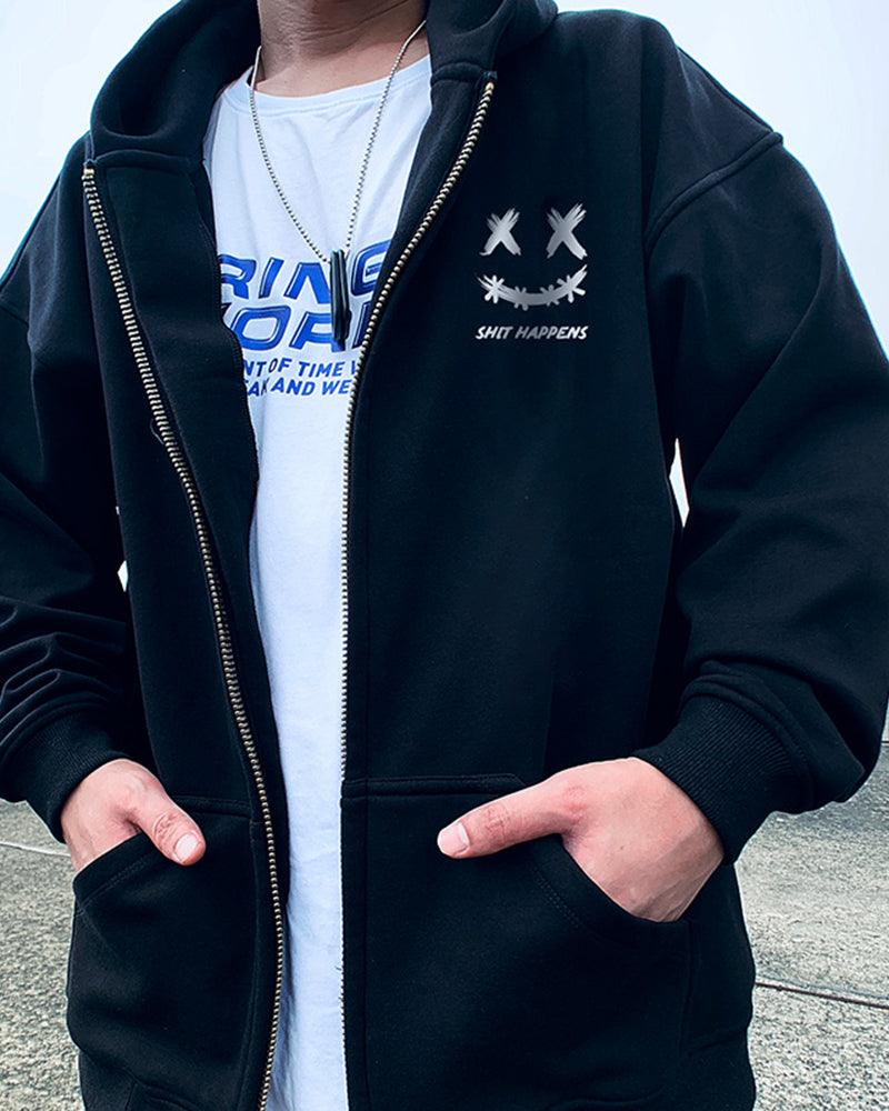 Oversize Streetwear Smiley Zip Up Hoodie - Image 6