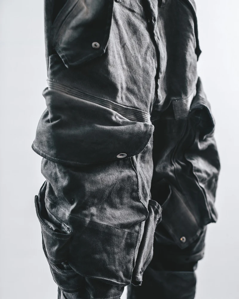 Post-Apocalyptic 3D Arc-Studded Distressed Cargo Pants - Image 7