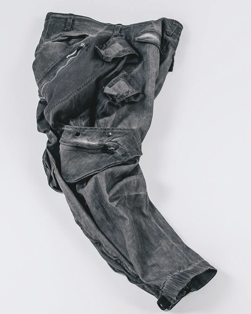 Post-Apocalyptic Dark-Wash Multi-Pocket Cargo Pants - Image 5