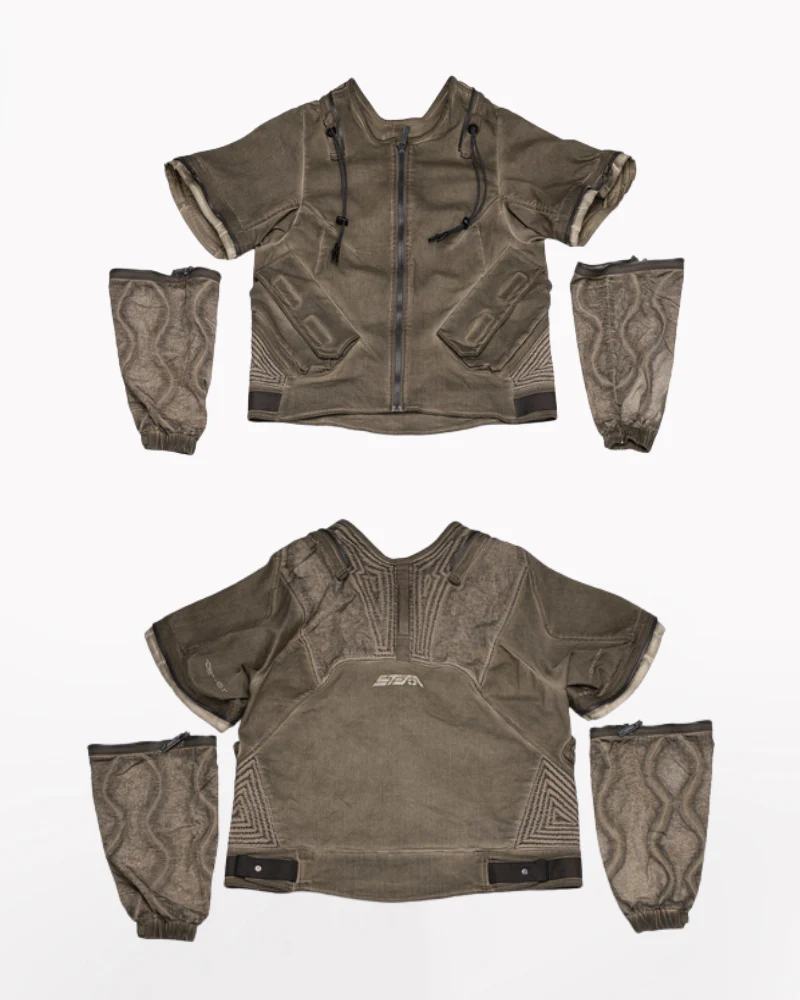 Post-Apocalyptic Distressed Removable Sleeve Utility Jacket - Image 10