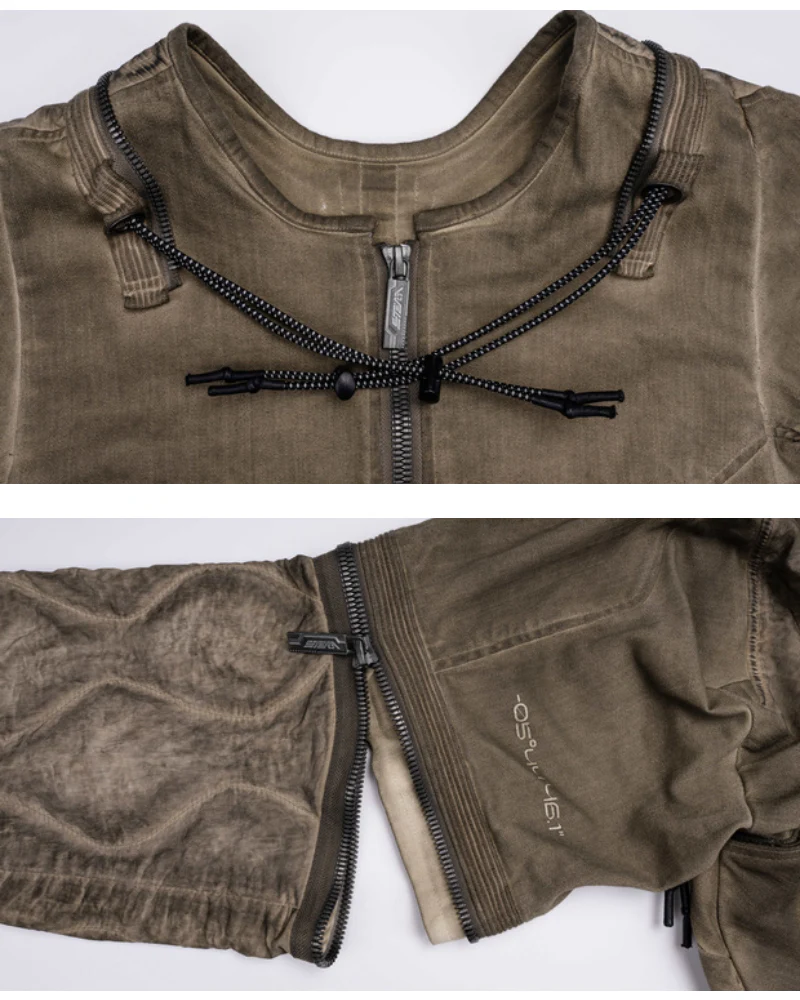 Post-Apocalyptic Distressed Removable Sleeve Utility Jacket - Image 11