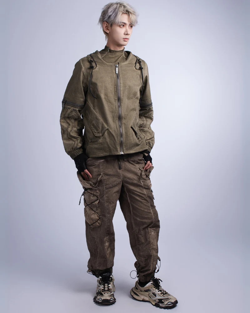 Post-Apocalyptic Distressed Removable Sleeve Utility Jacket - Image 8