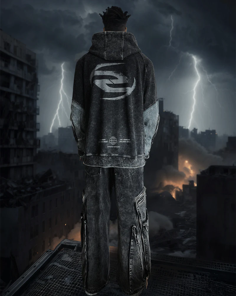 Post-Apocalyptic Tactical Pocket Washed Hoodie - Image 6