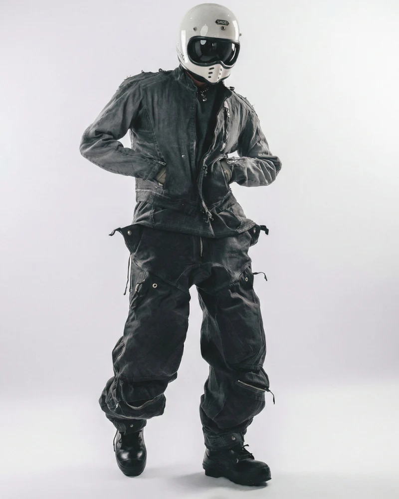 Post-Apocalyptic Washed 3D Panel Multi-Pocket Cargo Pants - Image 8