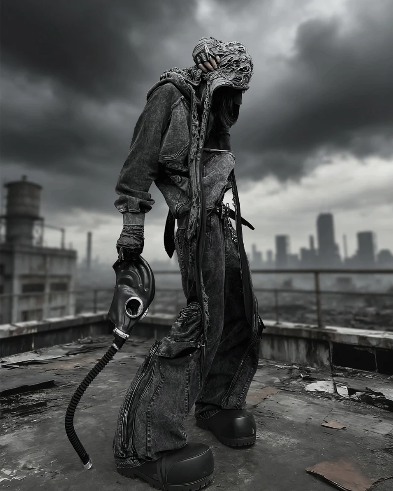 Post-Apocalyptic Washed l Multi-Pocket Cargo Jeans - Image 10