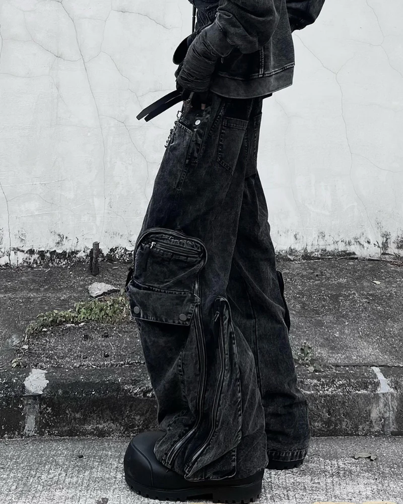 Post-Apocalyptic Washed l Multi-Pocket Cargo Jeans - Image 2