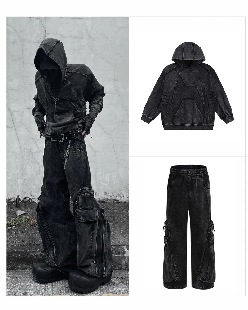 Post-Apocalyptic Washed l Multi-Pocket Cargo Jeans - Image 4