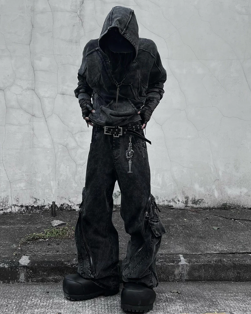 Post-Apocalyptic Washed l Multi-Pocket Cargo Jeans - Image 5
