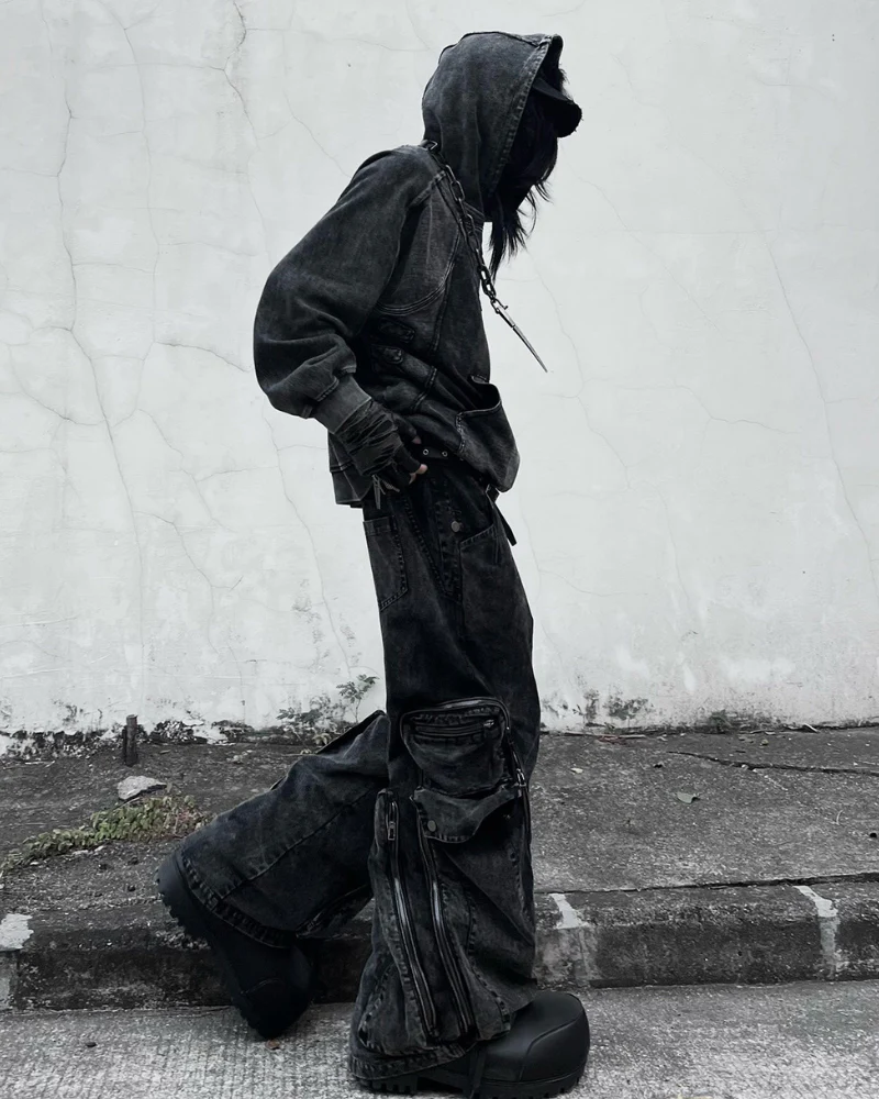 Post-Apocalyptic Washed l Multi-Pocket Cargo Jeans - Image 6