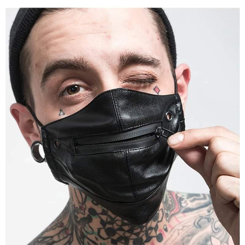 Punk Boy Zipper Leather Mask - Image 3