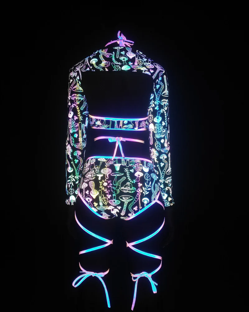 Reflective Rave Clothing Cross Strap Shiny Swimsuit - Image 8