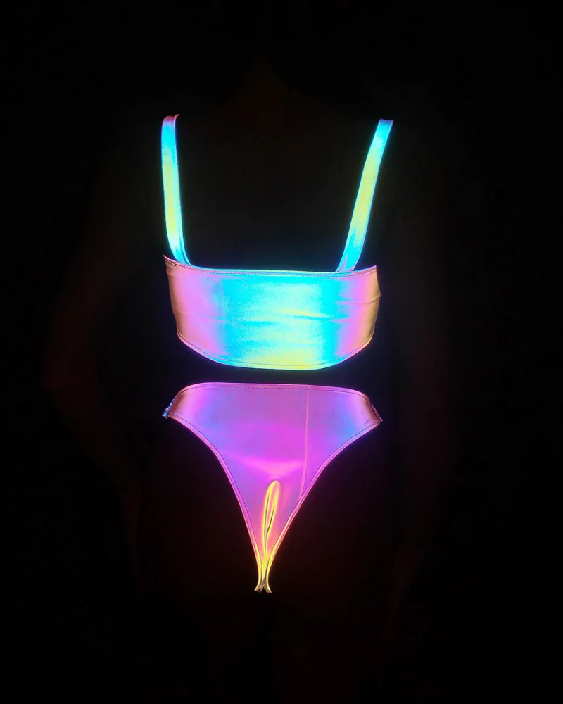 Reflective Rave Clothing Shiny Bikini Set - Image 4