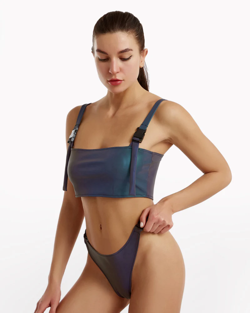 Reflective Rave Clothing Shiny Bikini Set - Image 5