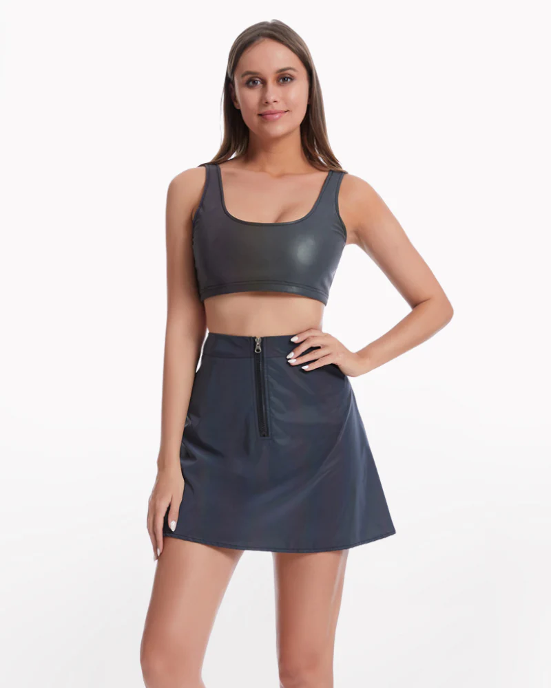 Reflective Rave Clothing Shiny Skirt Tank Two Piece Set （Individual pieces available） - Image 7