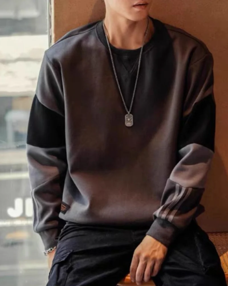 Round Neck Color Block Hoodie - Image 8