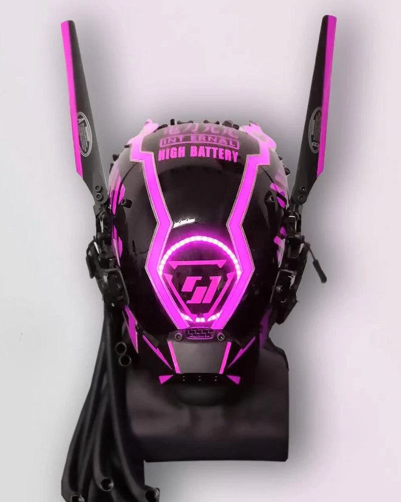 Samurai Dreadlocks LED Cyberpunk Helmet Mask (LEDs available in 7 colors) - Image 10