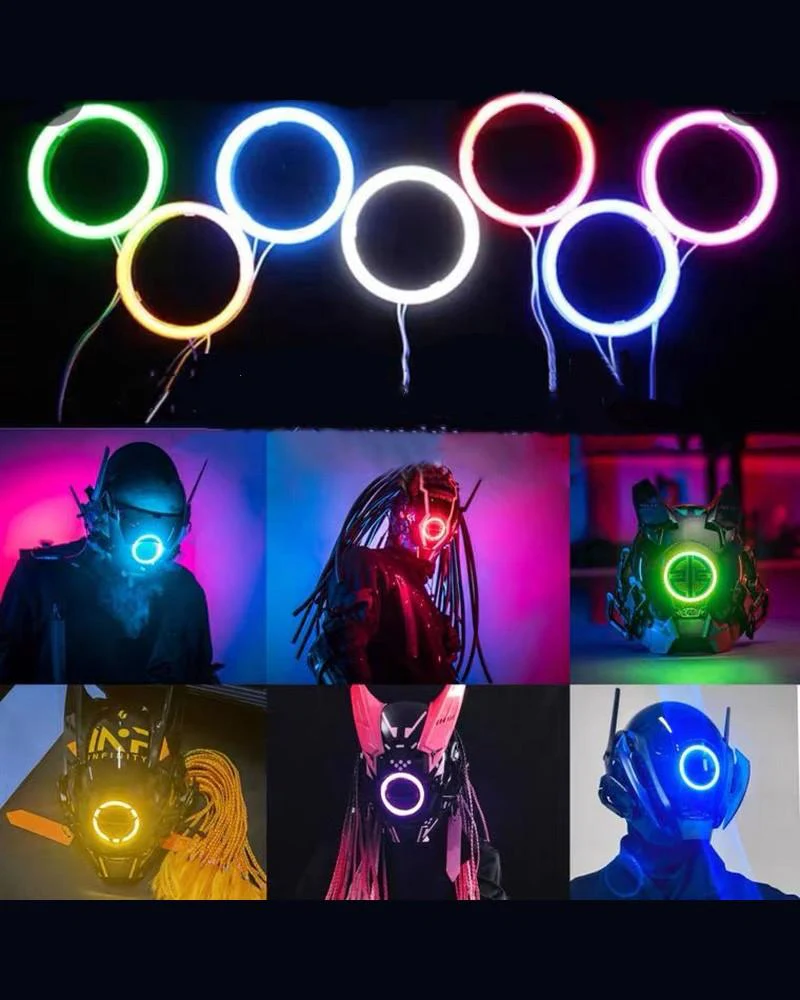 Samurai Dreadlocks LED Cyberpunk Helmet Mask (LEDs available in 7 colors) - Image 16